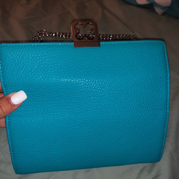 Bright Blue wallet with shoulder strap - Picture 5 of 5